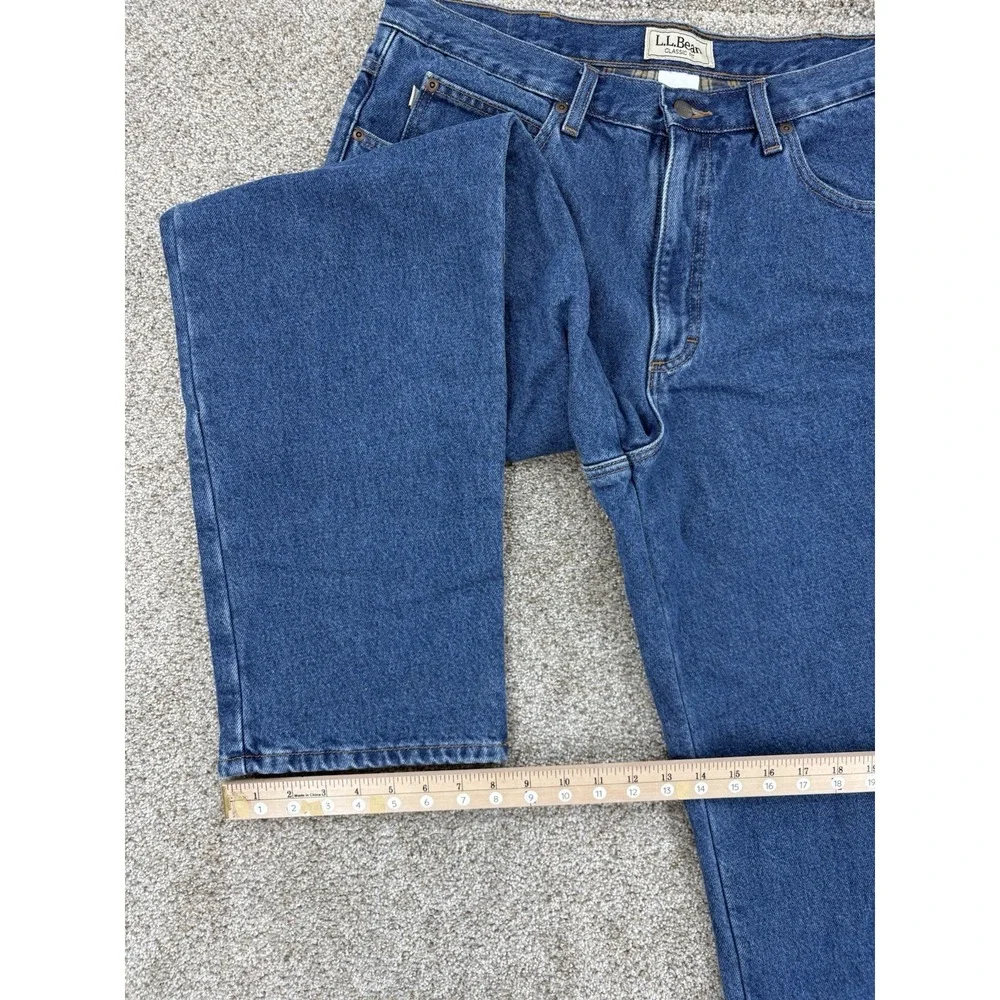 NEW LL Bean Double L Flannel Lined Jean Mens 36x30 Blue Classic Fit Cotton Denim